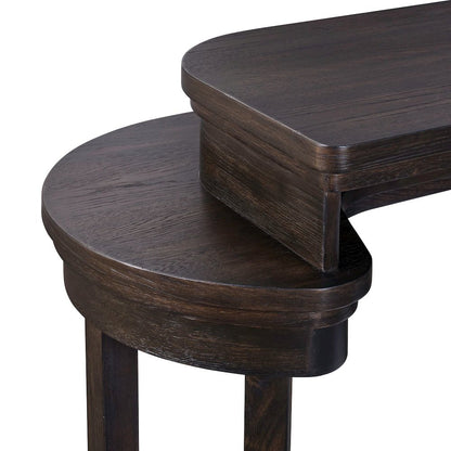 Living Room Console Bar Table - AC USB Charging Station  - Peppercorn Oak Wood