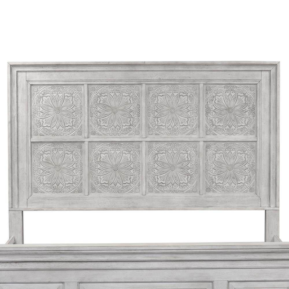 Heartland King Decorative Panel Headboard in Antique White w/ Tobacco Top
