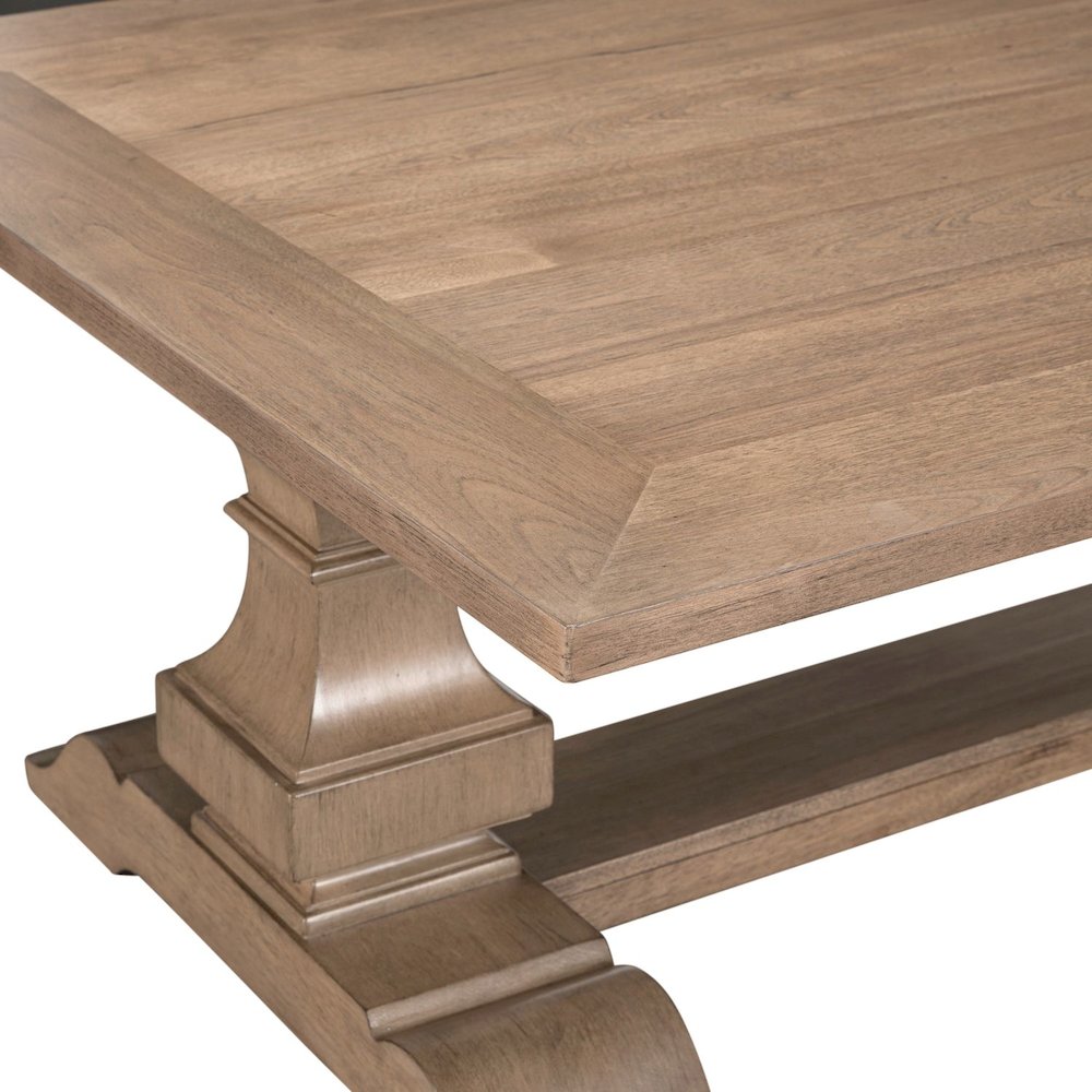 3 PcLiving Room Table Set Cocktail Table, 2 End Tables  - Camel Beige Birch Wood