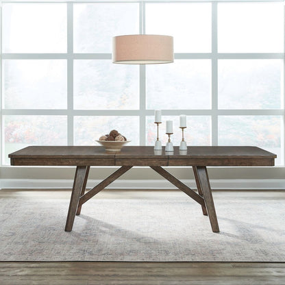 Carolina Park 5 Piece Trestle Dining Room Table with 4 Chairs Set  - Amber Brown