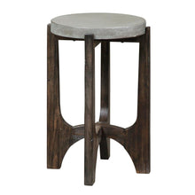 Brown Round Side Table with Concrete Top – Ideal End Table for Living Room