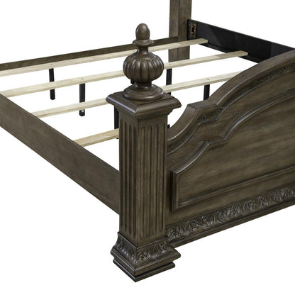 Carlisle Court Queen Poster Bed - Chestnut with Gray Dusty Wax Finish
