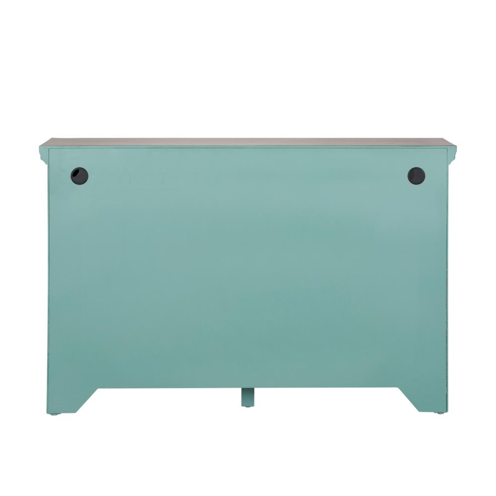 Kensington 3 Door Accent Cabinet in Turquoise w/ Worn Wood Tone Top