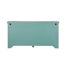Kensington 4 Door Accent Cabinet in Turquoise w/ Worn Wood Tone Top