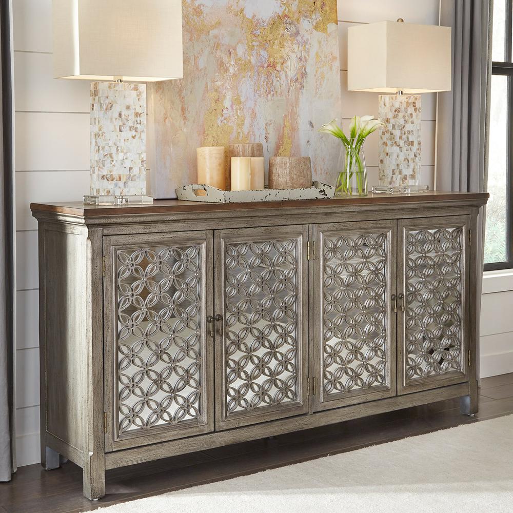 Westridge 4 Door Accent Cabinet in Wirebrushed Gray
