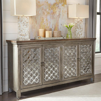 Westridge 4 Door Accent Cabinet in Wirebrushed Gray