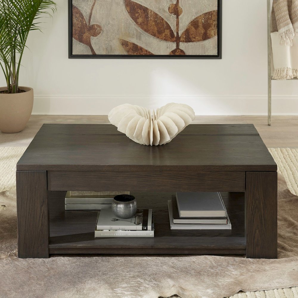 3 Piece Set - Lift Top Cocktail Table, 2 End Tables - Bark