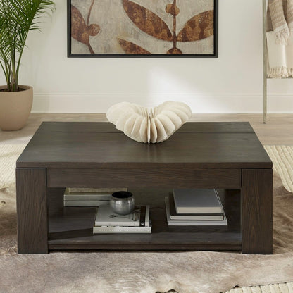 3 Piece Set - Lift Top Cocktail Table, 2 End Tables - Bark