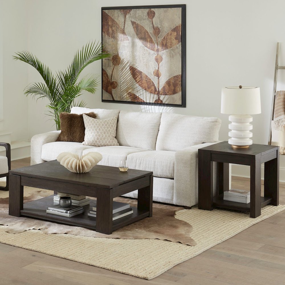 3 Piece Set - Lift Top Cocktail Table, 2 End Tables - Bark