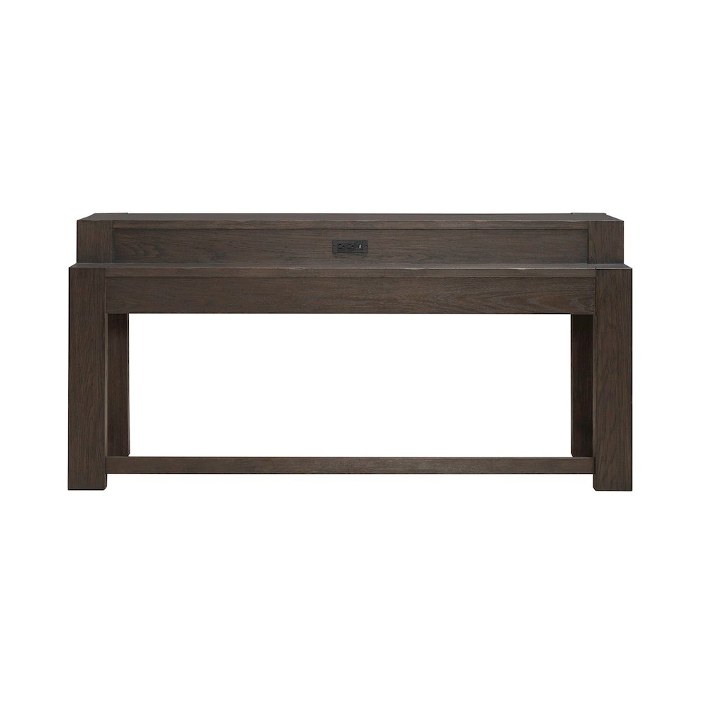 Lennox Hill Living Room Console Bar Table with Charging Station - Bark