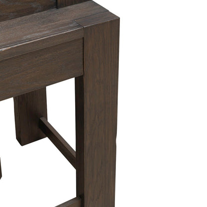 4 Piece Set - Console Bar Table, 3 Swivel Upholstered Stools - Bark