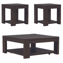 3 Piece Set - Square Cocktail Table, 2 End Tables - Bark