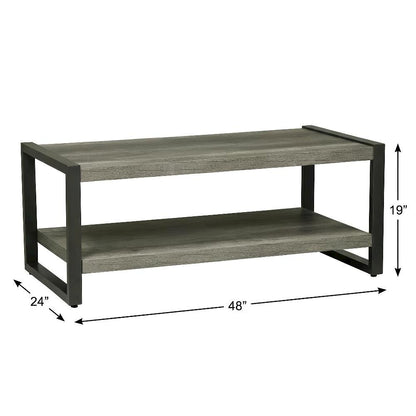 Gray Coffee Table, Solid and Manufactured Wood Frame, Contemporary Design