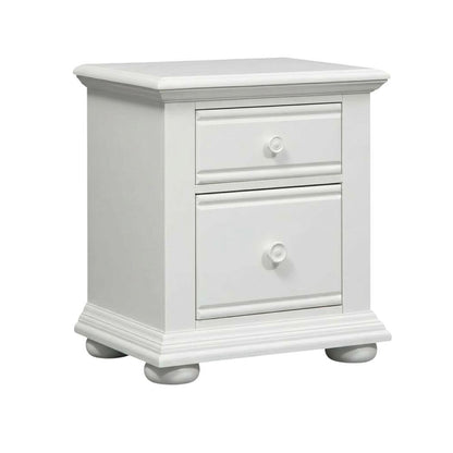 Oyster White Nightstand with 2 Drawers and Cottage Style