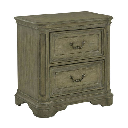 Weathered Bisque Nightstand with 2 Drawers and Traditional Design