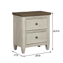 White Farmhouse Nightstand with Charging Station and Storage Space