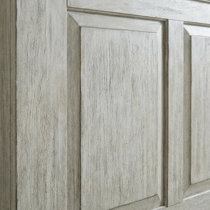 Antique White, Tobacco Top Panel Headboard, Wood Construction, Farmhouse Design