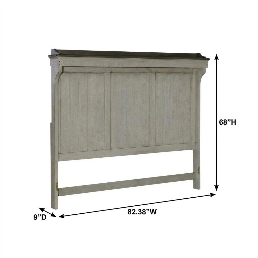 Weathered Linen Finish Headboard with Dusty Taupe Tops Wood Veneers