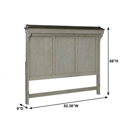 Weathered Linen Finish Headboard with Dusty Taupe Tops Wood Veneers