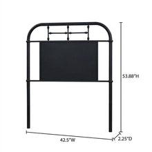 Distressed Metal Twin Headboard with Vintage Design and Metal Tube Frame