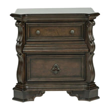 Brown Night Stand with European Traditional Design and Metal Accents