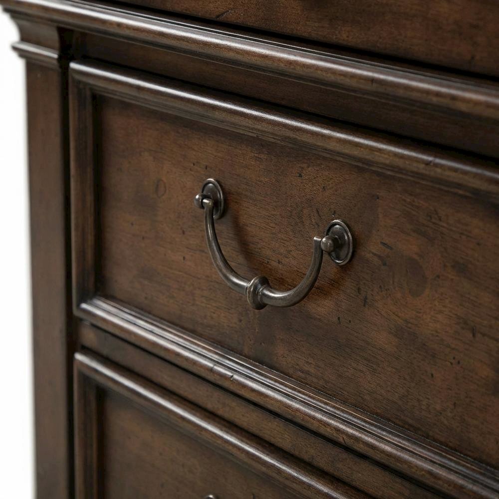 Satin Cherry Nightstand with Charging Station and Traditional Style