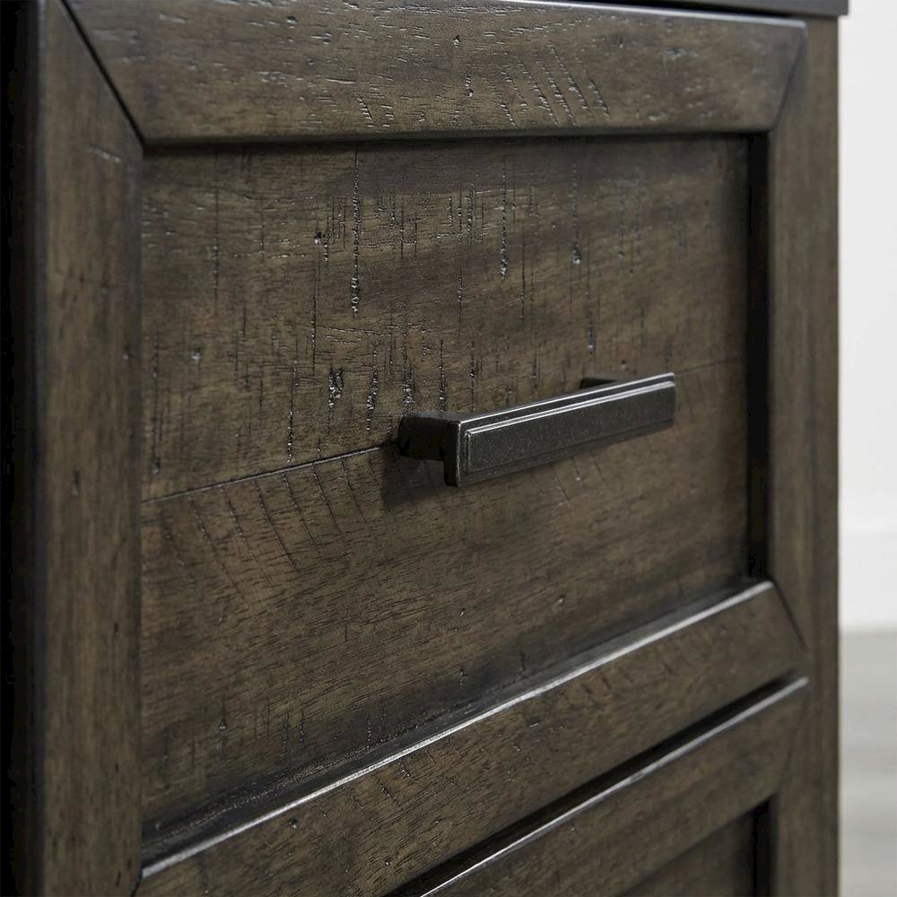 Rustic Brown Nightstand with 2 Drawers and Saw Cut Finish