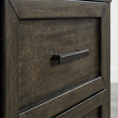 Rustic Brown Nightstand with 2 Drawers and Saw Cut Finish
