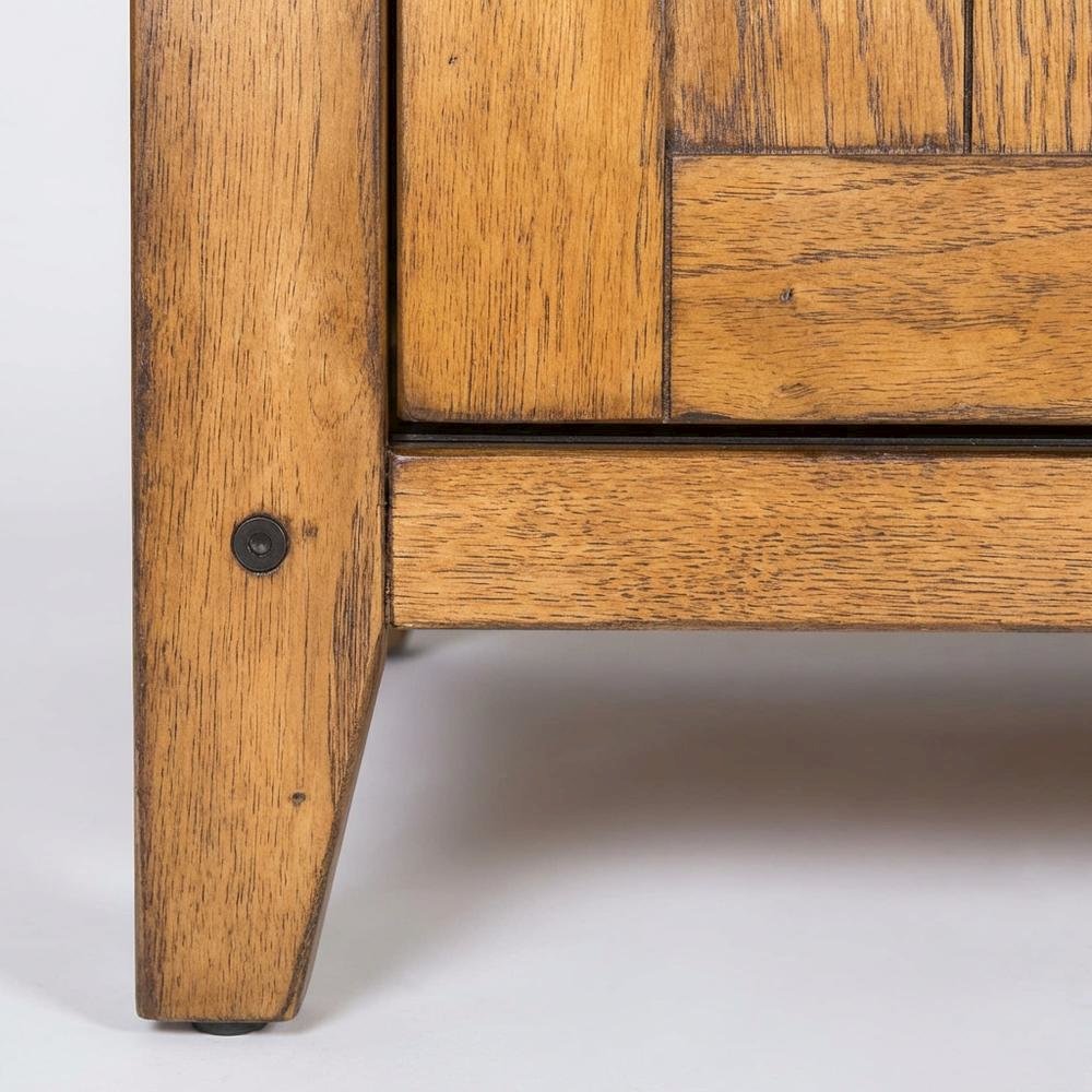 Rustic Oak TV Console with Solid and Manufactured Wood Construction