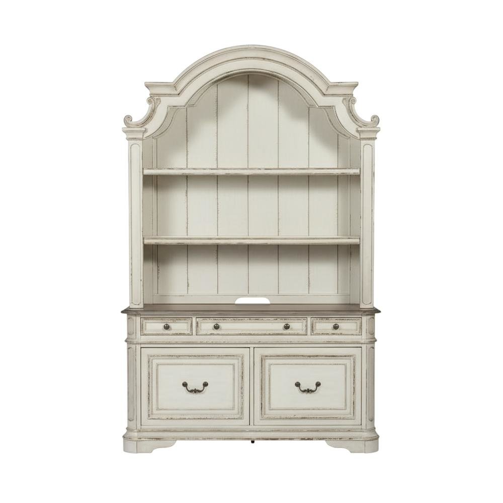 Antique White 3-Piece Office Desk And Hutch Set With Traditional Design