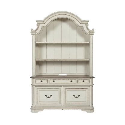 Antique White 3-Piece Office Desk And Hutch Set With Traditional Design