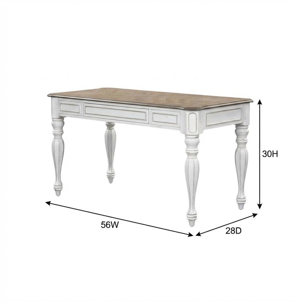 Antique White Lift Top Writing Desk With Rubberwood And Veneers