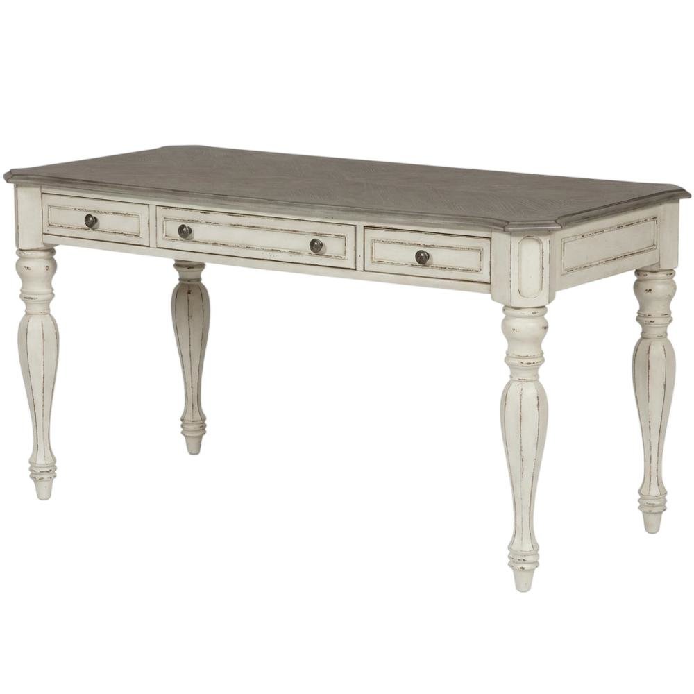 Antique White Writing Desk With Rubberwood And Oak Veneers For Home Office