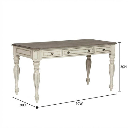 Antique White Writing Desk With Rubberwood And Oak Veneers For Home Office