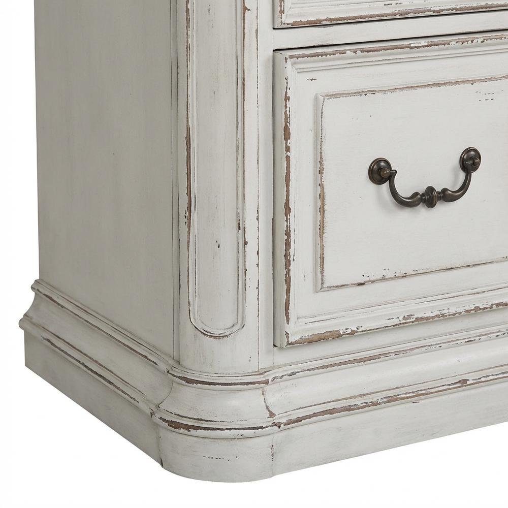 Antique White 5-Piece Desk Set with Solid Wood Construction, Traditional Style
