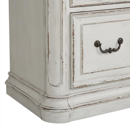 Antique White 5-Piece Desk Set with Solid Wood Construction, Traditional Style