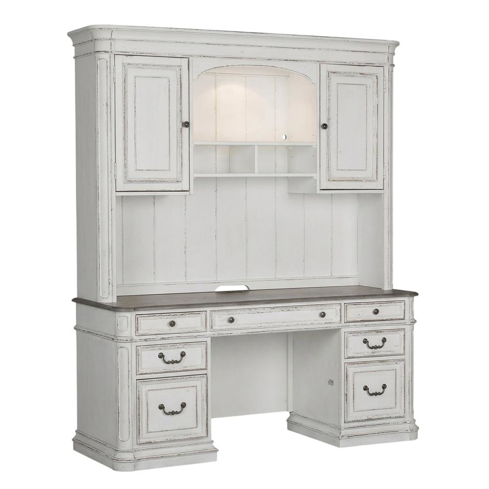 Antique White 5-Piece Desk Set with Solid Wood Construction, Traditional Style