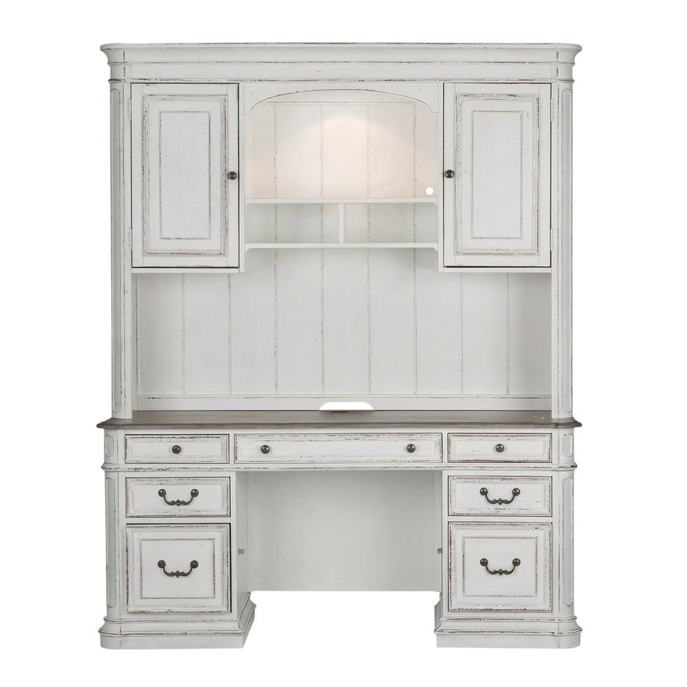 Antique White 5-Piece Desk Set with Solid Wood Construction, Traditional Style