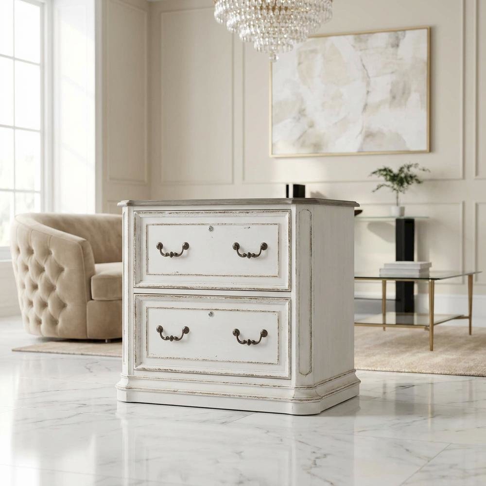 Antique White Jr Executive Media Lateral File with Ample Storage
