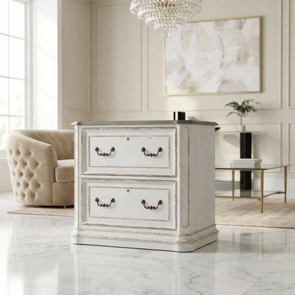 Antique White Jr Executive Media Lateral File with Ample Storage
