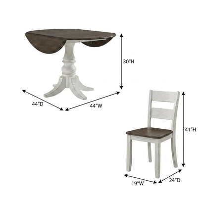 3-Piece Drop Leaf Dining Set with 2 Ladder Back Chairs - Antique White