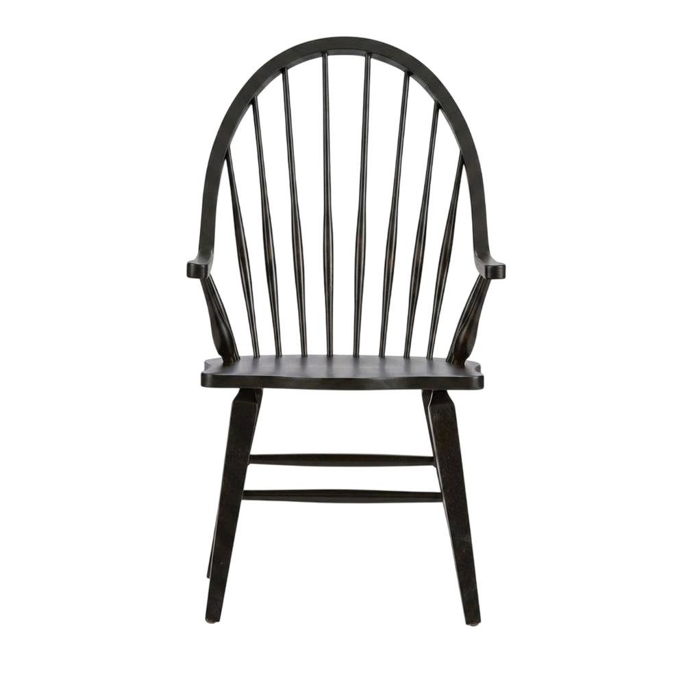 Windsor Back Armchair in Black with Elegant Tobacco Finish