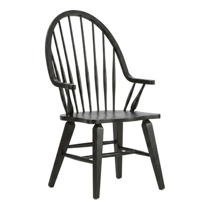 Windsor Back Armchair in Black with Elegant Tobacco Finish