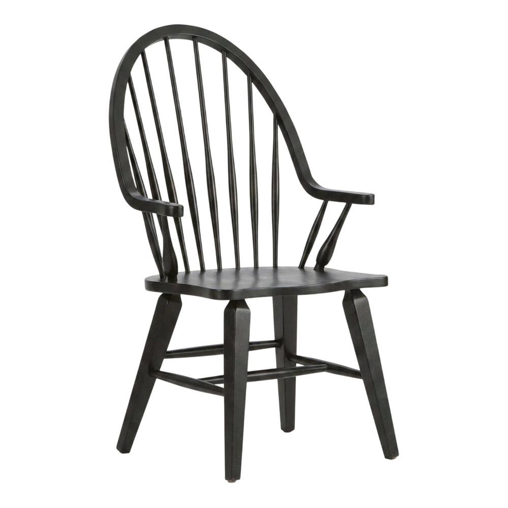 Windsor Back Armchair in Black with Elegant Tobacco Finish