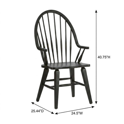 Windsor Back Armchair in Black with Elegant Tobacco Finish