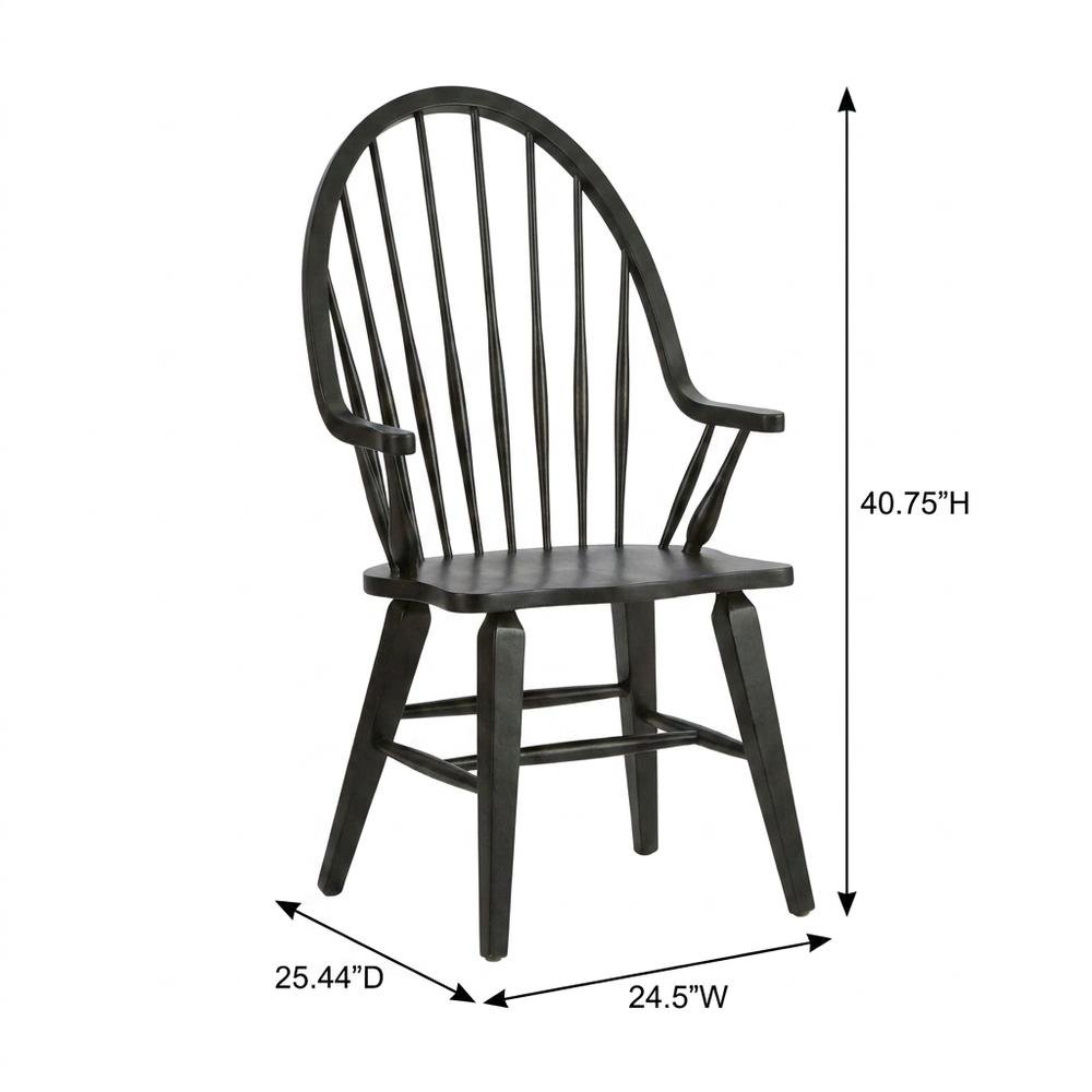 Windsor Back Armchair in Black with Elegant Tobacco Finish