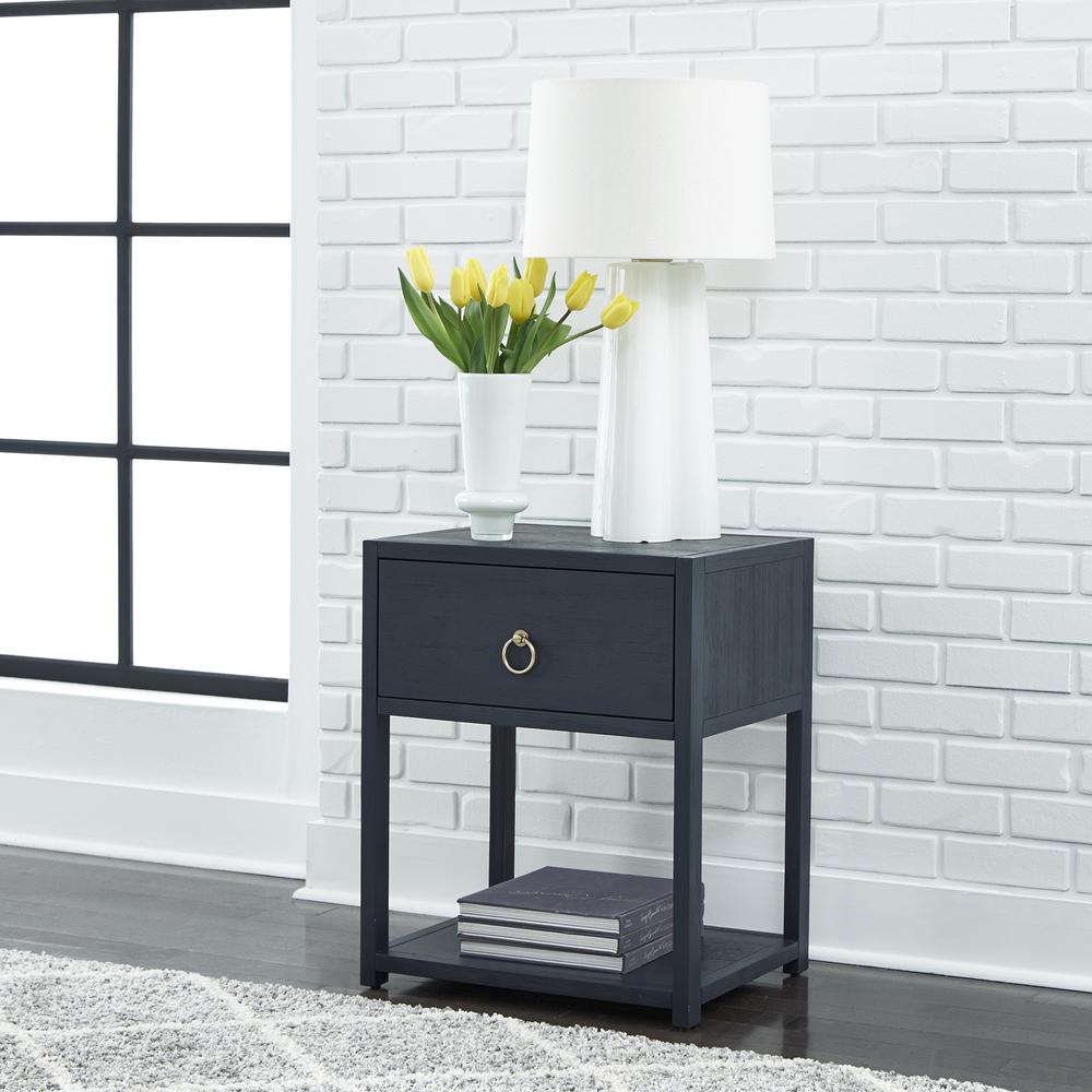 East End 1 Shelf Accent Table in Wirebrushed Denim