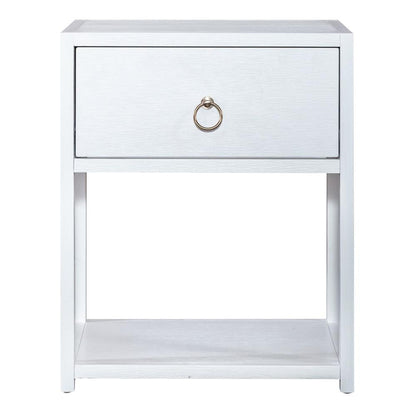 East End 1 Drawer 1 Shelf Accent Table in Wirebrushed White