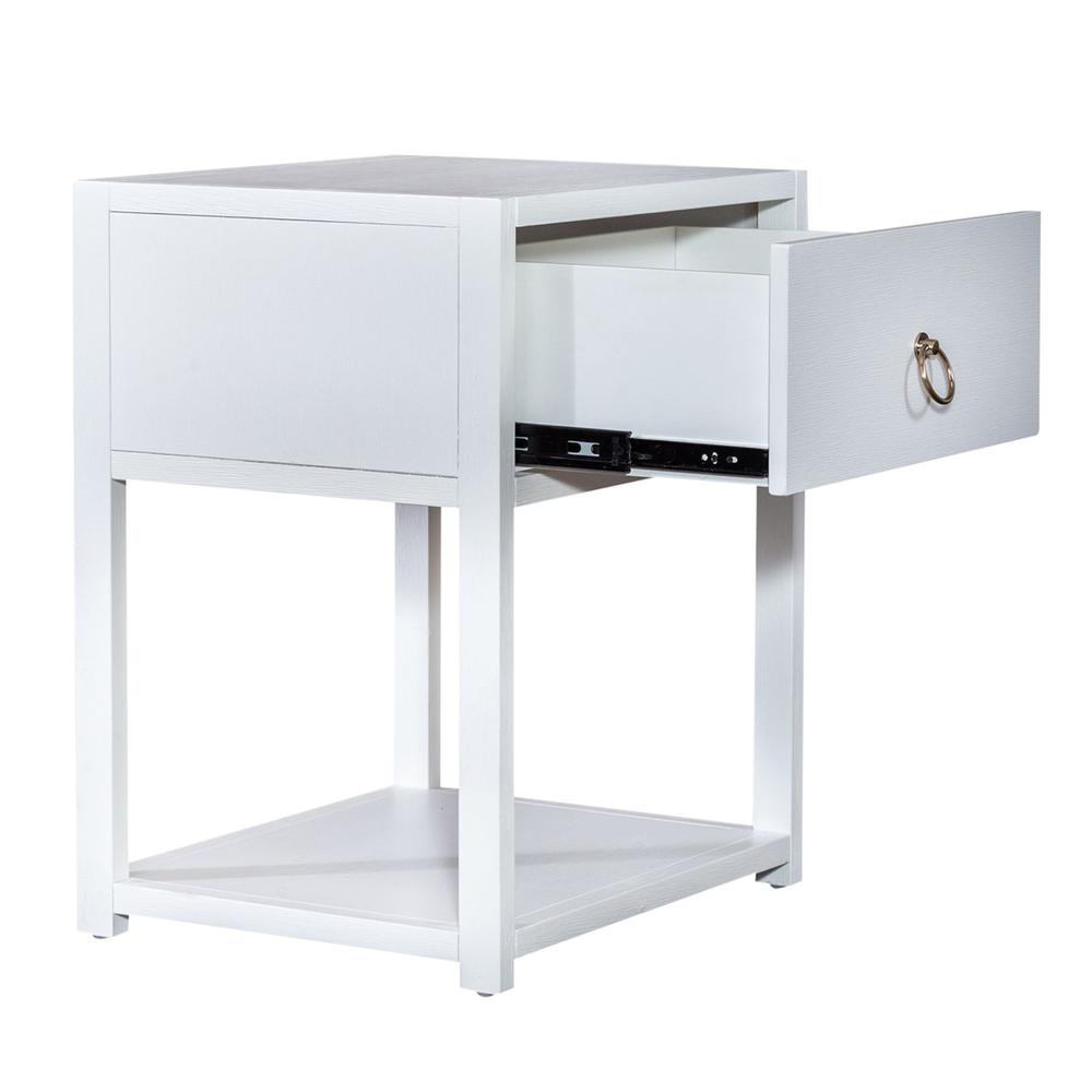 East End 1 Drawer 1 Shelf Accent Table in Wirebrushed White