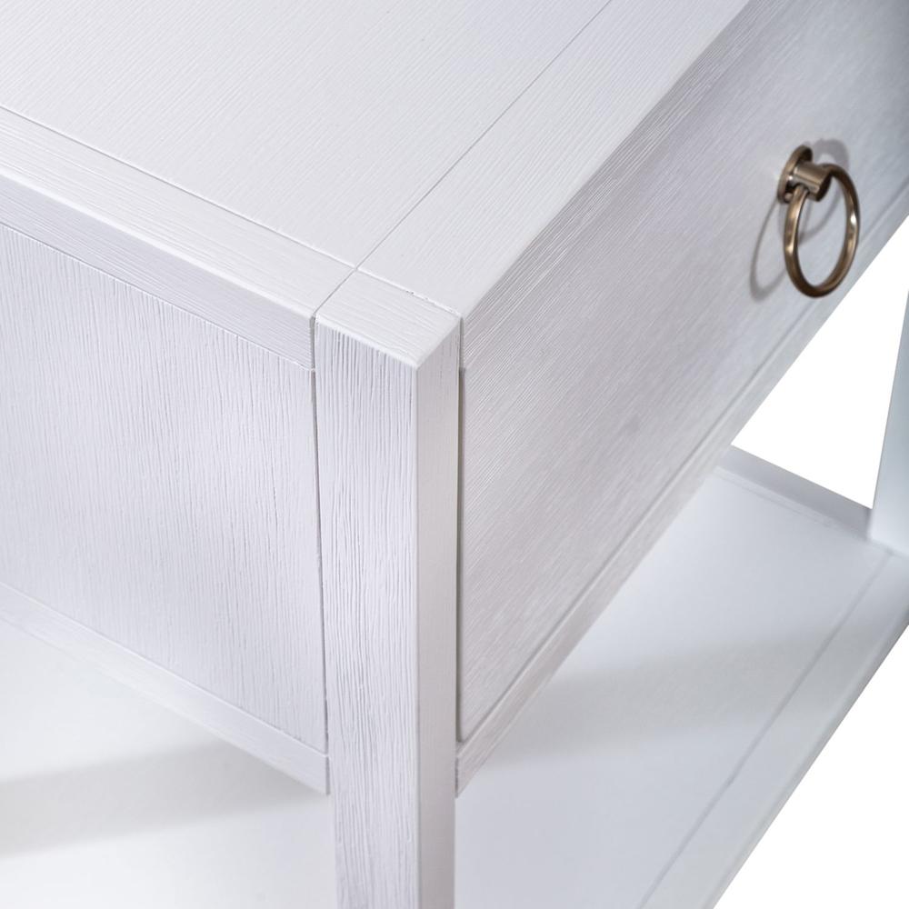 East End 1 Drawer 1 Shelf Accent Table in Wirebrushed White